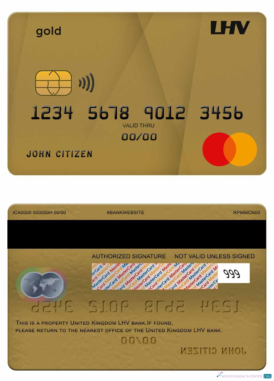 Download United Kingdom LHV bank mastercard gold Photoshop template
